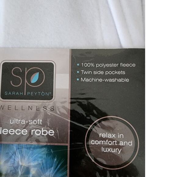 Sarah Peyton Wellness Ultra Soft Fleece Robe White 43 Inches In Length One Size - Picture 6 of 9